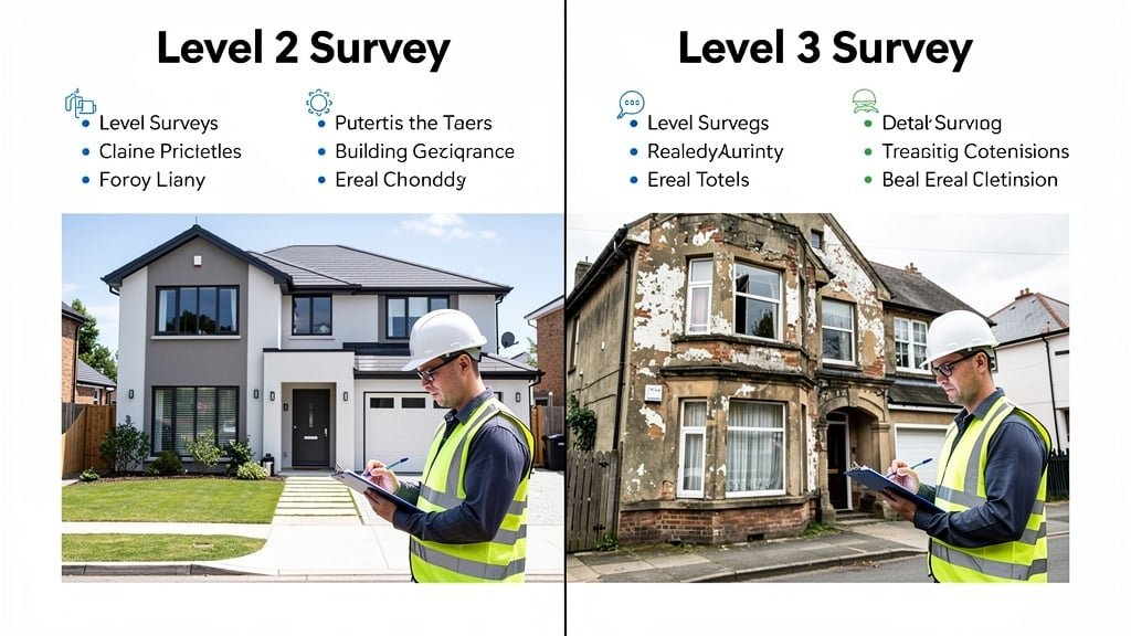 Comparison of Level 2 and Level 3 building surveys in Bath
